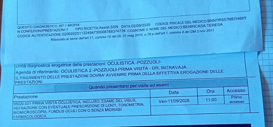 POZZUOLI/ Invalido con morbo di Parkinson l’Asl Napoli 2 Nord gli fissa una visita tra un anno