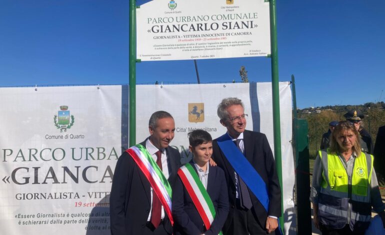 Inaugurato a Quarto il nuovo Parco Urbano comunale intitolato a Giancarlo Siani