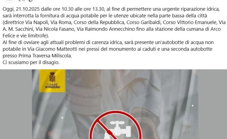 Manca l’acqua a Pozzuoli, ma il comune avvisa pochi minuti prima: la rabbia dei cittadini – LE FOTO