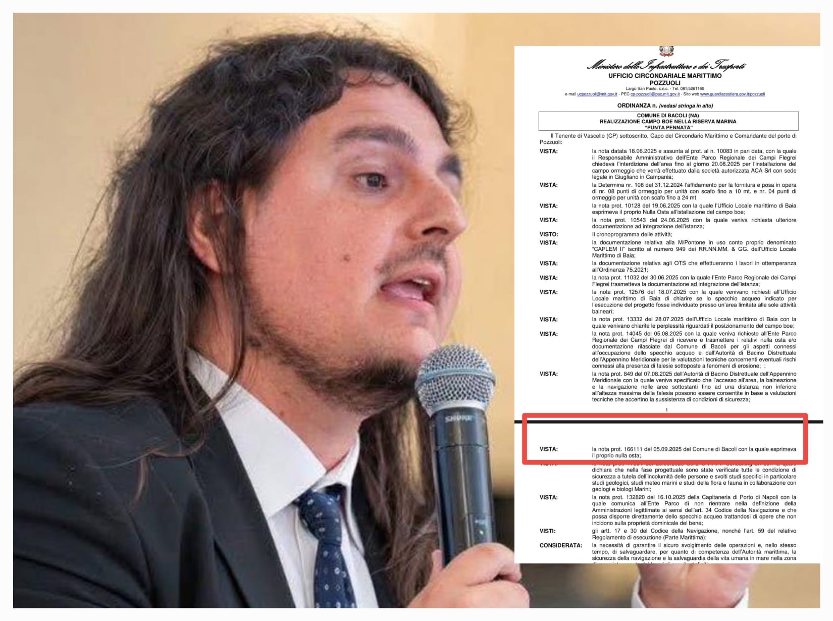 Bugia di Josi sulle boe bloccate dai carabinieri a Bacoli: ecco il documento che lo smentisce