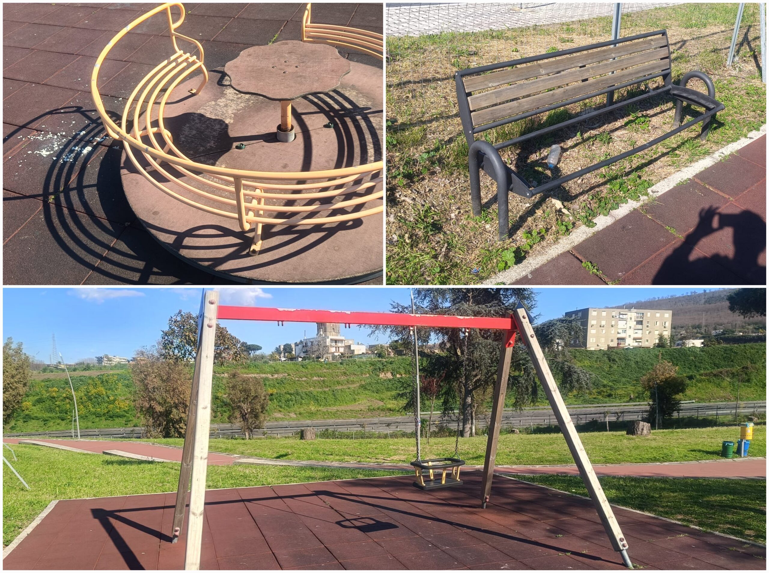 POZZUOLI/ Distrutte le giostrine nella pista ciclabile di Monterusciello – LE FOTO