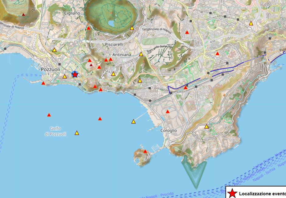 Scossa di magnitudo 3.4 fa tremare Pozzuoli e i Campi Flegrei
