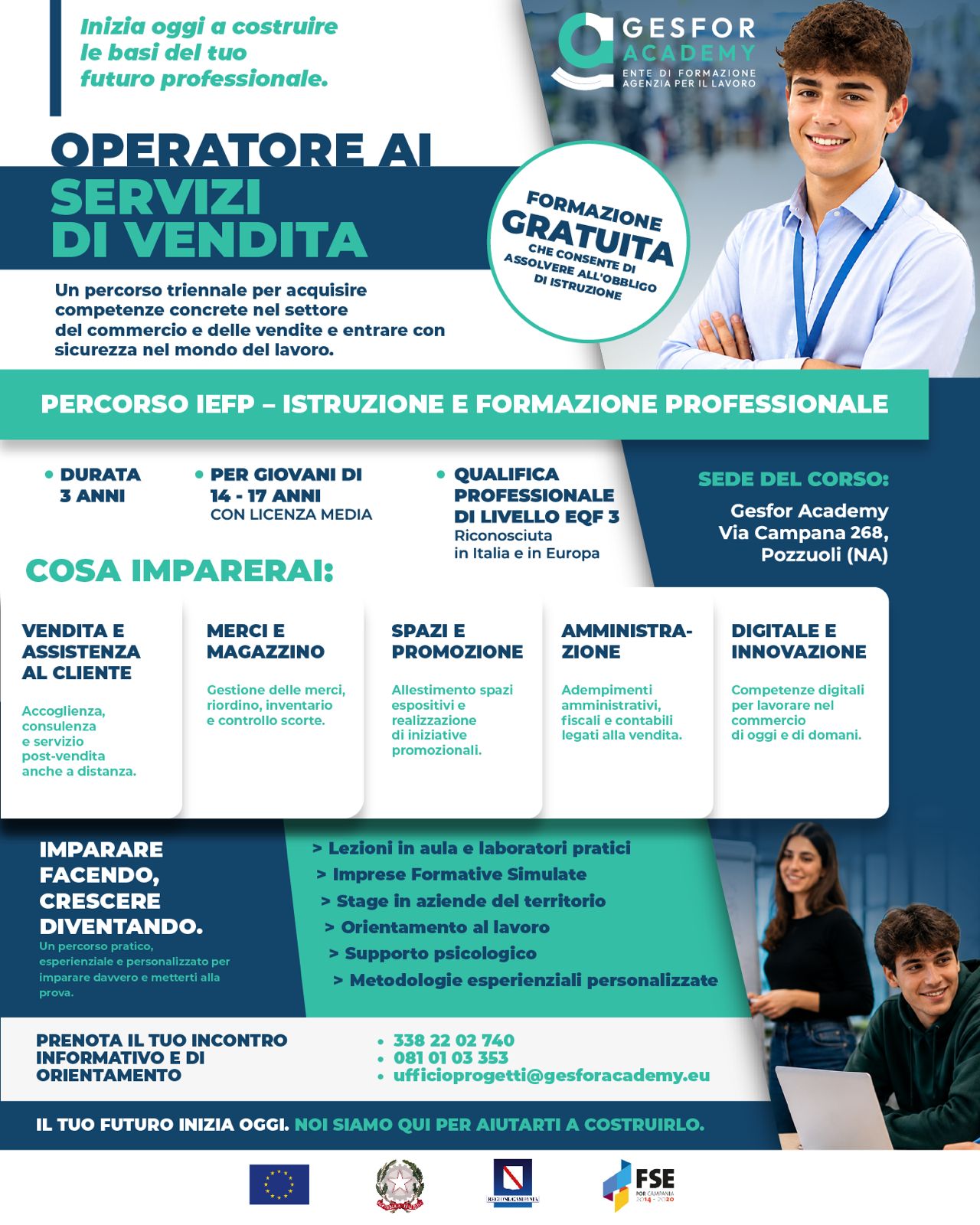 Gesfor Academy avvia il percorso triennale IeFP “Operatore ai servizi di vendita” per giovani da 14 a 17 anni