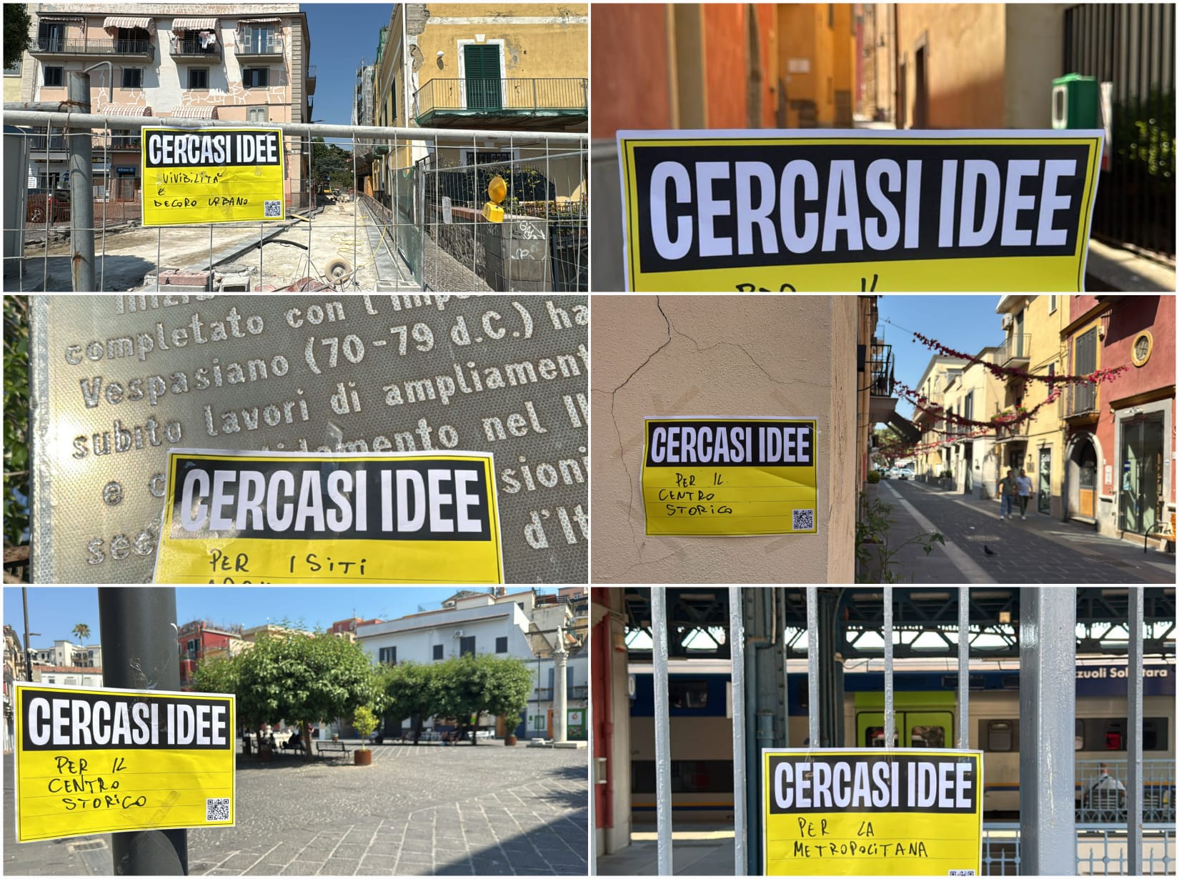 POZZUOLI/ «Cercasi idee» l’appello anonimo ai puteolani: città tappezzata da cartelli – LE FOTO