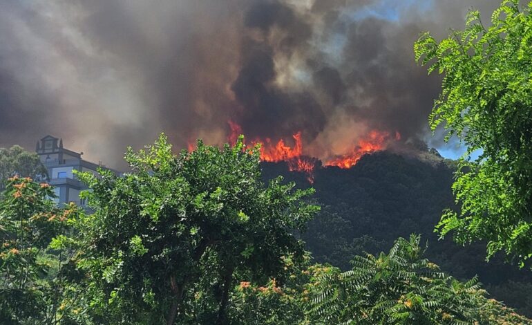POZZUOLI/ Incendio sulla Solfatara, le fiamme a ridosso delle abitazioni