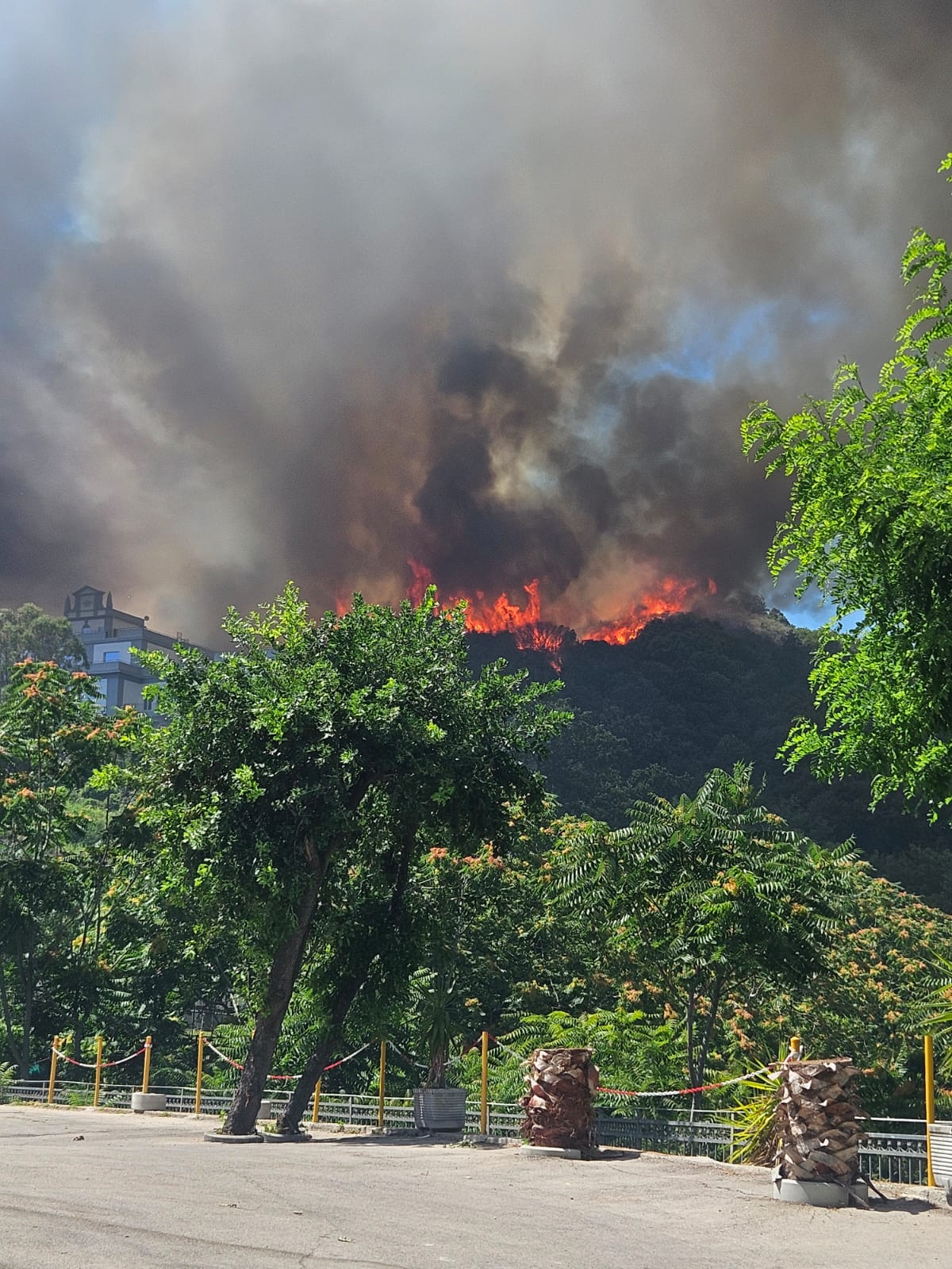POZZUOLI/ Incendio sulla Solfatara, le fiamme a ridosso delle abitazioni