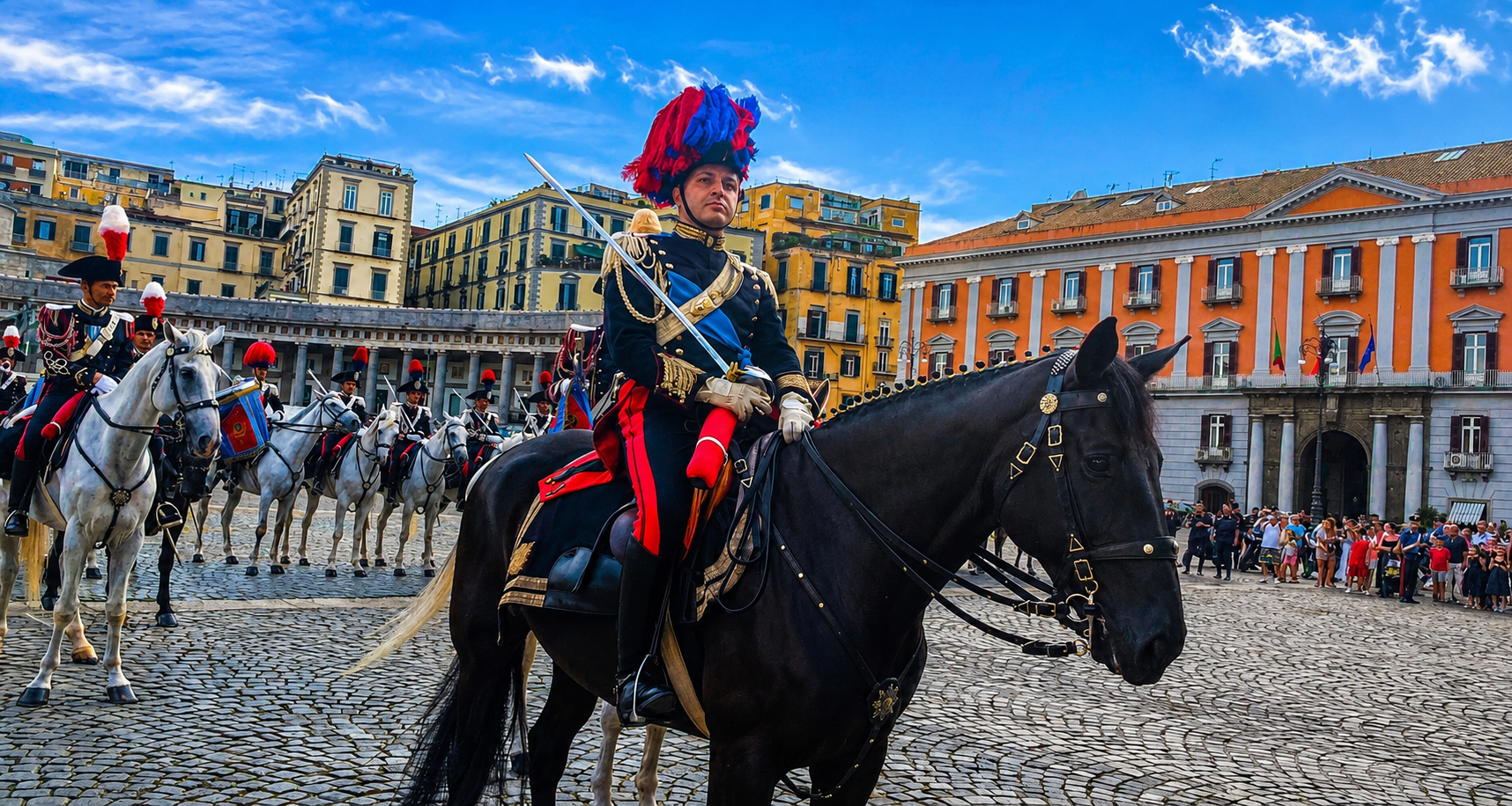 Lo spettacolo dei carabinieri a cavallo a Villa Floridiana