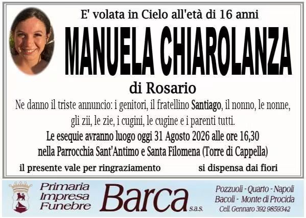 Manuela morta a 16 anni in un incidente a Licola, oggi i funerali