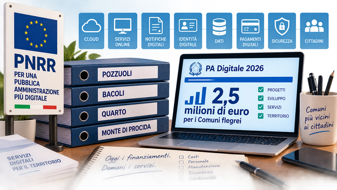 Con il PNRR digitale 2,54 milioni ai comuni flegrei: la sfida ora è mantenere servizi e sicurezza